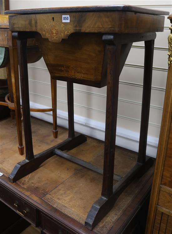 A Victorian inlaid walnut work table, W.56cm